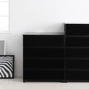 黒 ブラック 収納 チェスト 5段 ワイド(約)幅75.3×奥行40.4×高さ106.9cm
